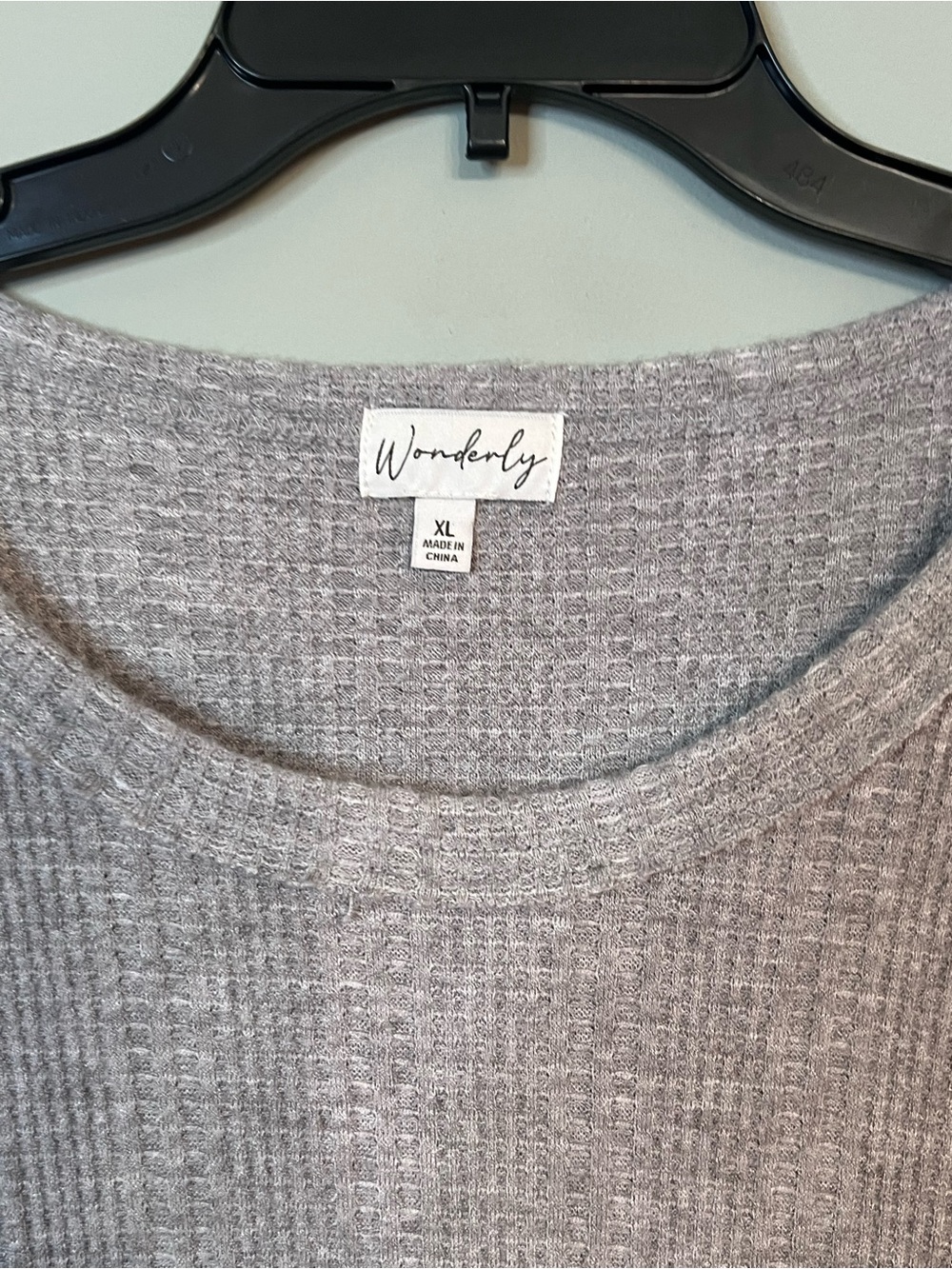 Wonderly Light Gray Waffle-Knit Crew Sweater